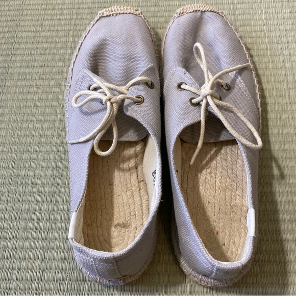Soludos Lace Up Espadrilles Shoes Women's 9 Grey Jute Canvas Casual Stroll Walk - Picture 2 of 7
